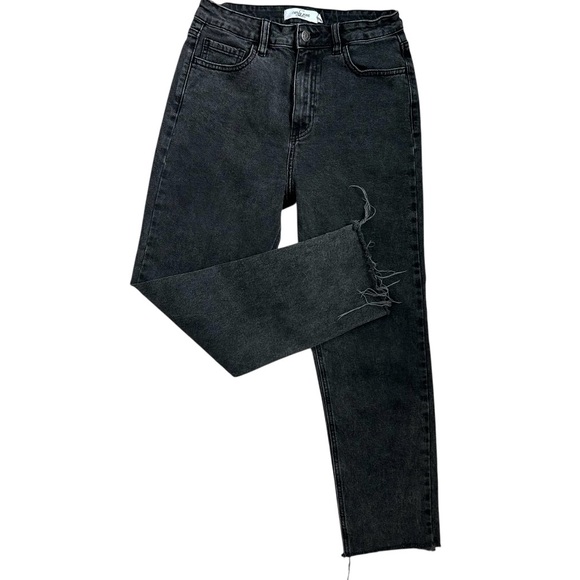 CARLY JEAN  Los‎ Angeles Women’s Josie Jeans Black Wash High Rise Raw Hem 5 - Picture 1 of 11